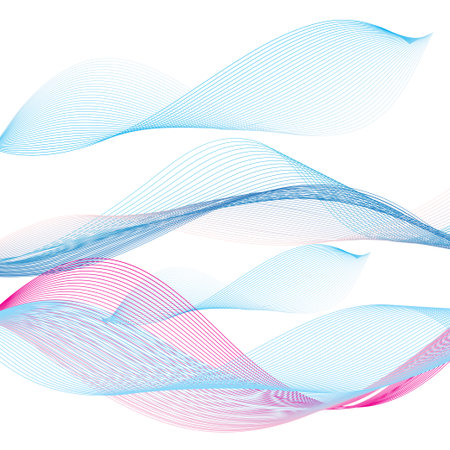 Abstract colorful pattern of wavy lines on a dark backgroundのイラスト素材