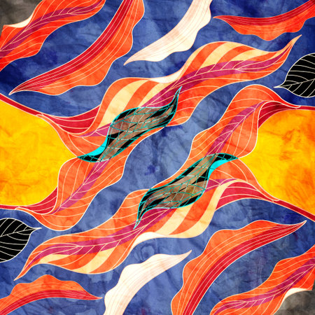 Bright colorful watercolor pattern of various interesting elementsの写真素材