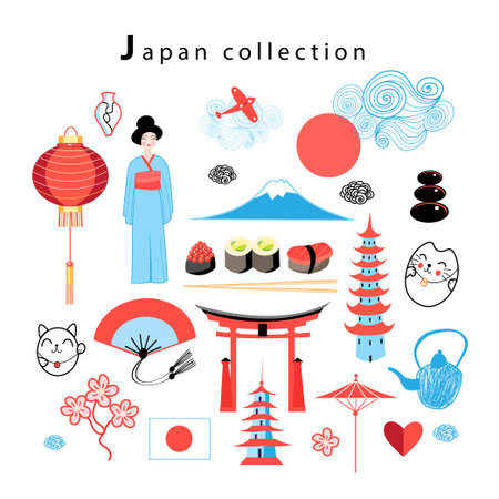Vector graphic set Japan on a white backgroundのイラスト素材