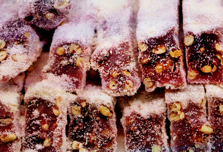 Photos macro of delicious Turkish Delight with nutsの写真素材