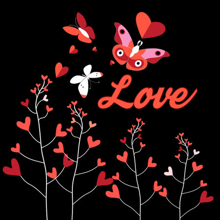 Vegetarian holiday card with butterflies in loveのイラスト素材