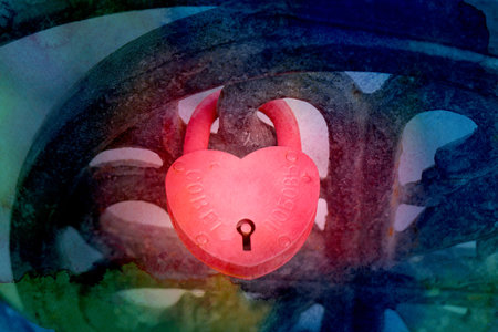 Photo of bright red heart lockの写真素材