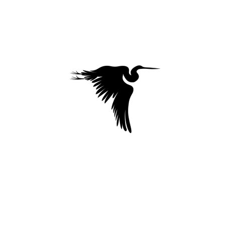 Graphic sign of a flying heron on a white backgroundのイラスト素材