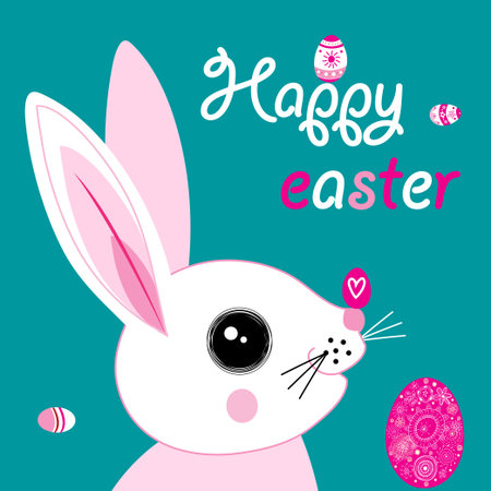 Graphics holiday card with the Easter bunny and eggのイラスト素材