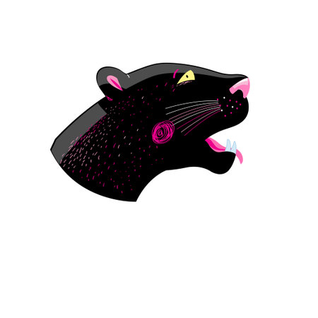 Graphics head of a black panther on a white backgroundのイラスト素材