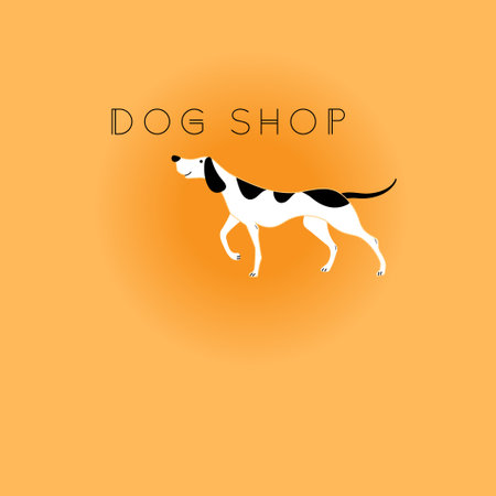Vector graphic icon, the dog on orange backgroundのイラスト素材