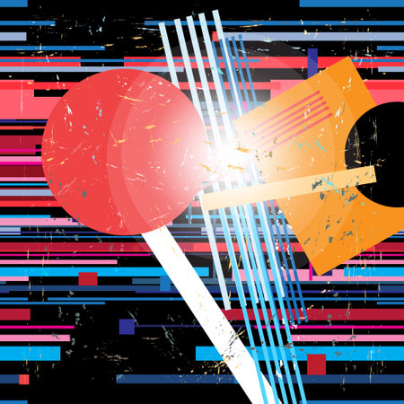 Abstract multicolored geometric background with circles and rectanglesのイラスト素材