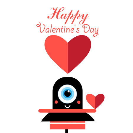 Loving vector cheerful monster on white backgroundのイラスト素材