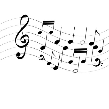 Vector vector music notes on white backgroundのイラスト素材