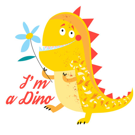 Vector of brightly amusing dinosaur on white backgroundのイラスト素材