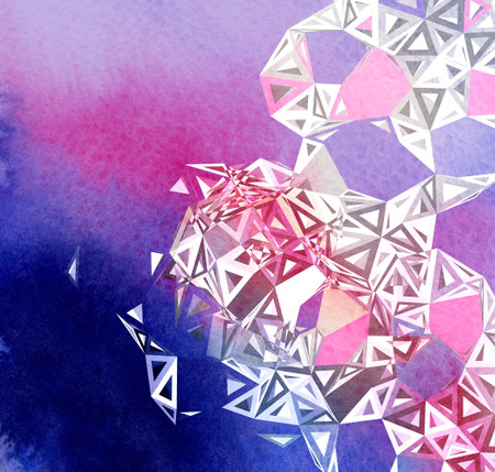 Watercolor abstract colorful background with geometry elements. Background for design template.