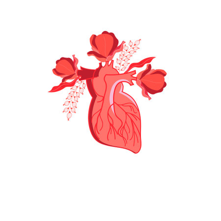 Vector graphics heart with flowers on a white background.のイラスト素材
