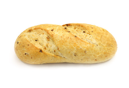 Photo of a loaf of white bread isolated on white backgroundの写真素材