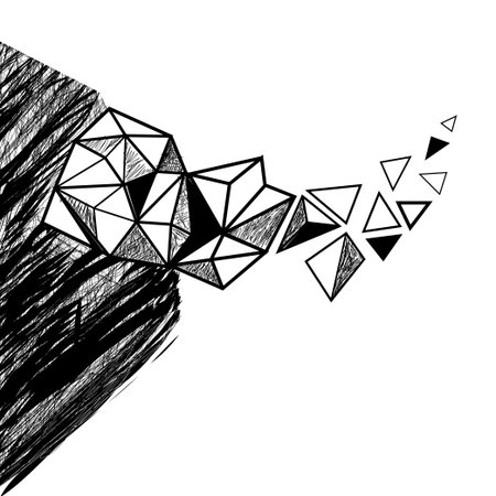 Black and white abstract background with different geometric elements
