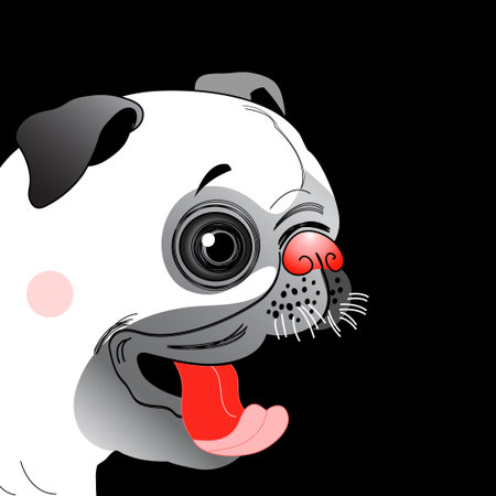 Portrait of a funny little pugのイラスト素材