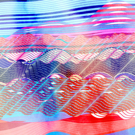 Abstract watercolor bright background with different colorful wave elementsの写真素材