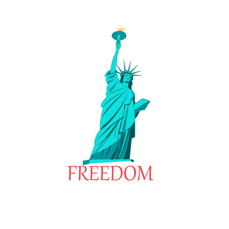 Vector icon of a statue of Liberty on a white backgroundのイラスト素材
