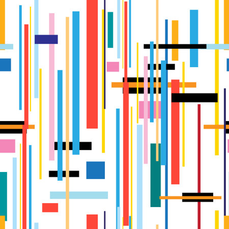 Seamless beautiful color geometric pattern from strips on white.のイラスト素材