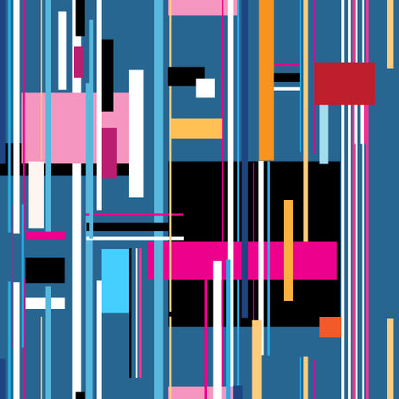 Geometric multicolored pattern from different stripes and rectanglesのイラスト素材