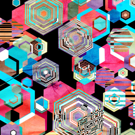 Seamless bright graphic pattern from different diamondsの写真素材