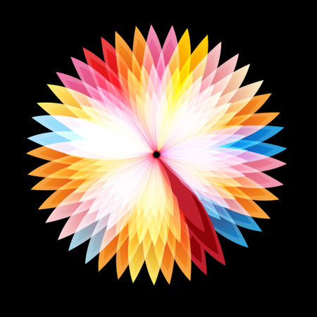 Bright graphics abstract colorful glowing flower on a dark backgroundのイラスト素材