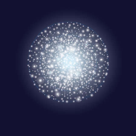 Vector graphic glowing ball on a dark blue backgroundのイラスト素材