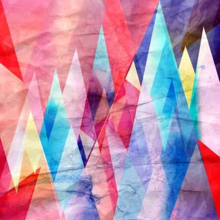 Bright watercolor abstract fantastic background with geometric elements