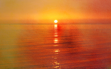 Photo bright beautiful sunset over the seaの写真素材