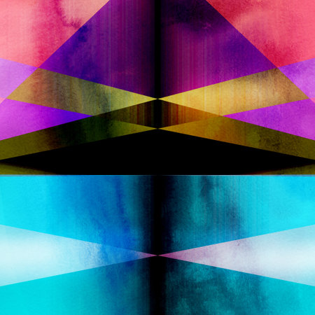 Abstract watercolor background with an interesting variety of geometric elementsの写真素材