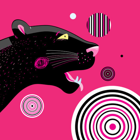 Vector portrait of a black panther with an abstract backgroundのイラスト素材