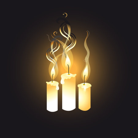 graphic bright candles on a dark background のイラスト素材