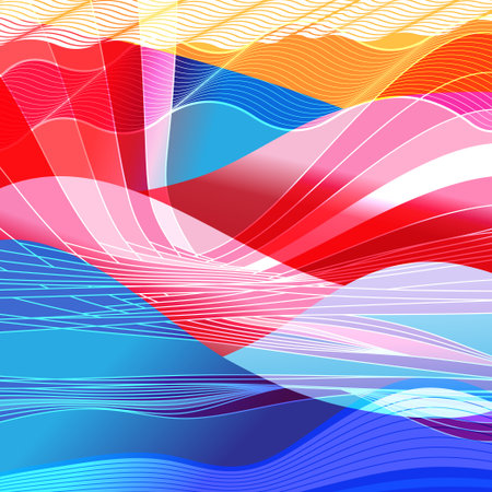 Abstract colored background with wavy elementsのイラスト素材