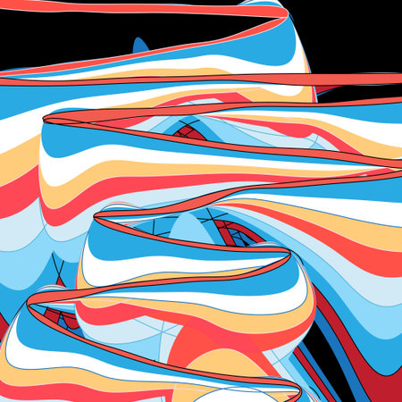 Abstract multicolored background with different linear waves のイラスト素材
