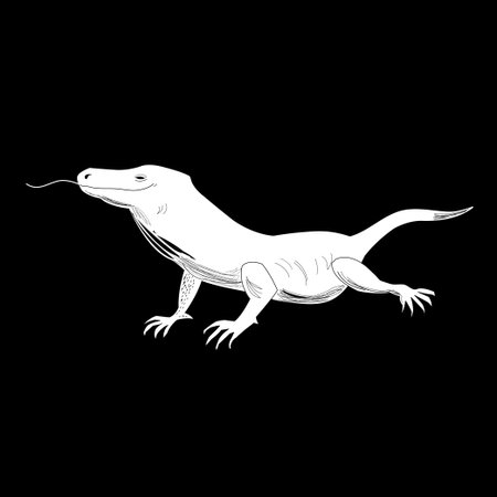 Graphics funny lizard on a black background.のイラスト素材