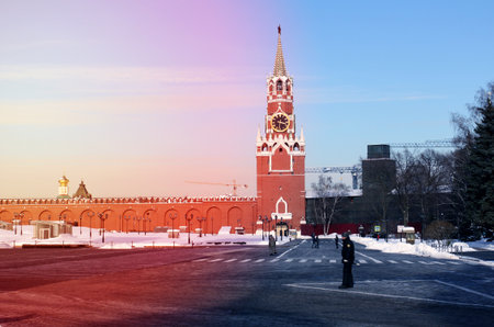 Photos of the Moscow Kremlin with a sunny winter dayの写真素材