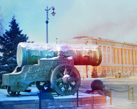 Photo of the Great Cannon King in the Moscow Kremlin on a sunny dayの写真素材