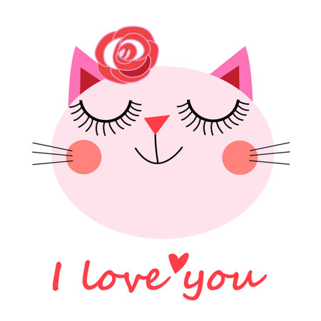 Cute cat vector for t-shirt Print love cards.Valentine's Day animal print.のイラスト素材