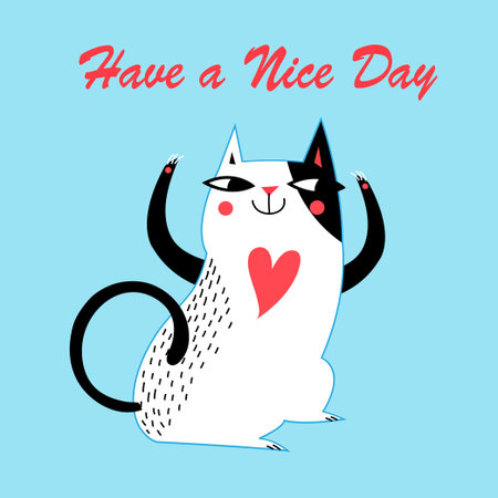 Cute cat vector, Cute cat festive greeting card, Covers design.のイラスト素材