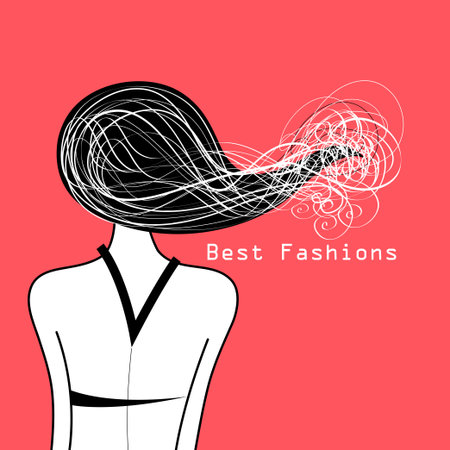 A Vector advertising poster portrait of a girl from the back.のイラスト素材