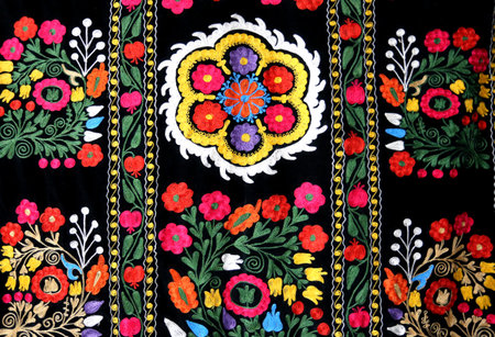 Photo background super Oriental Asian ornament on clothの写真素材