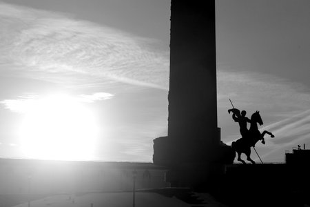 Photo of a heroic monument in Victory Park in Moscowの写真素材