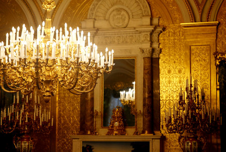 Macro photo of a gorgeous chandelierの写真素材