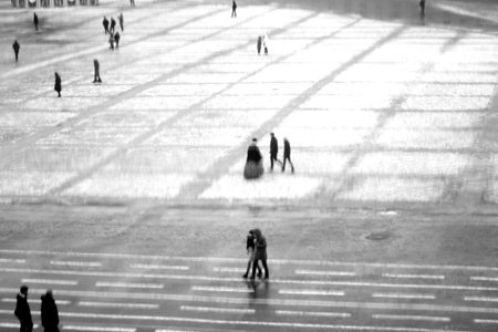 Photo macro a lot of people in the old Palace square in St. Petersburgの写真素材
