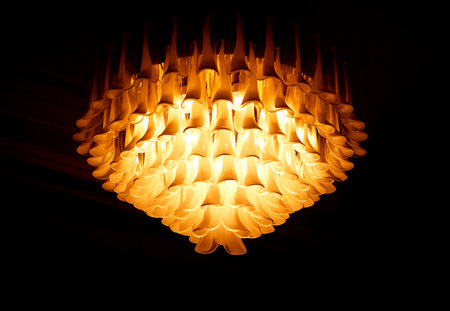 Photo macro magnificent gold-plated chandelier in an ancient Palaceの写真素材