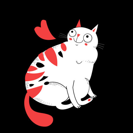 holiday greeting card with a loving funny catのイラスト素材