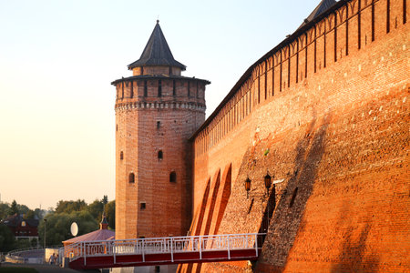 Photo of the ancient Russian tower in the Kremlin in the sunny dayの写真素材