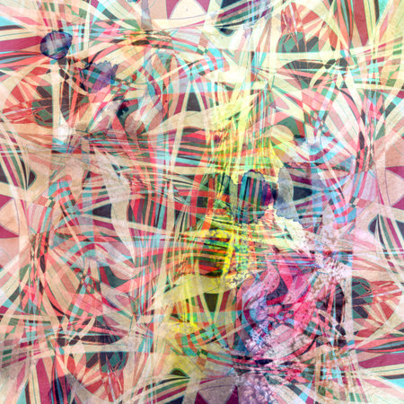 Abstract watercolor bright background with different colorful wave elementsの写真素材