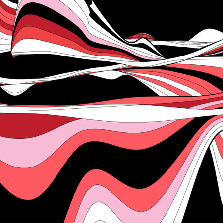 Unusual abstract vector background with different graphic waves and linesのイラスト素材