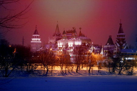 Photo background beautiful with the Russian Kremlin near Moscow in winterの写真素材