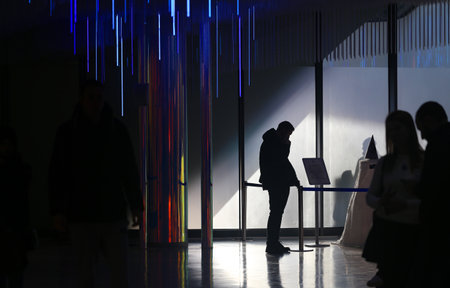 Business bright photo of the silhouette of people